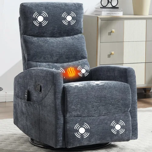 Vista 16 de Silla reclinable con masaje y calor, silla reclinable giratoria con respaldo alto, sillones reclinables manuales Lazy Boy para adultos, silla