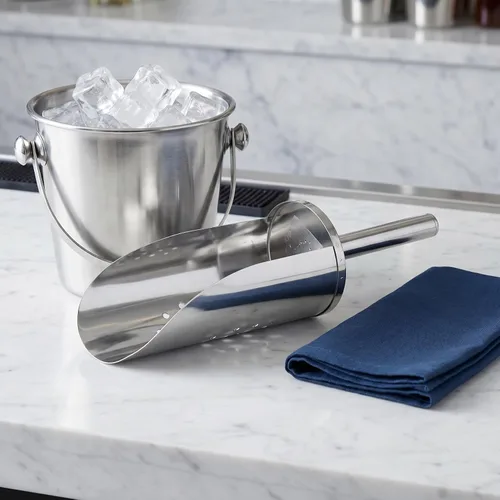 Vista 2 de DOITOOL Cuchara de hielo multifuncional de acero inoxidable con mango de 14.17 pulgadas Cuchara de comida de cocina para cubitos de hielo, harina