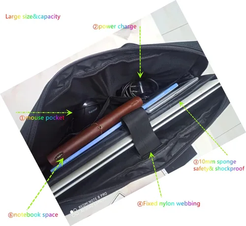Vista 7 de Maletín negro de alta calidad para laptop de 17.3 a 18.4 pulgadas con hombro cruzado, bolsa de reproductor de DVD, bolsa de tablero de pintura
