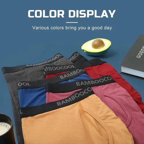 Vista 6 de BAMBOO COOL Men's Underwear Breathable Boxer Briefs with Fly Moisture-Wicking Lightweight Underwear 7-Pack