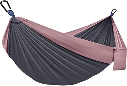 Vista 8 de Hamaca doble ajustable de capacidad de 550 libras con soporte de acero resistente de 10 pies, incluye funda de transporte portátil, fácil de Azul