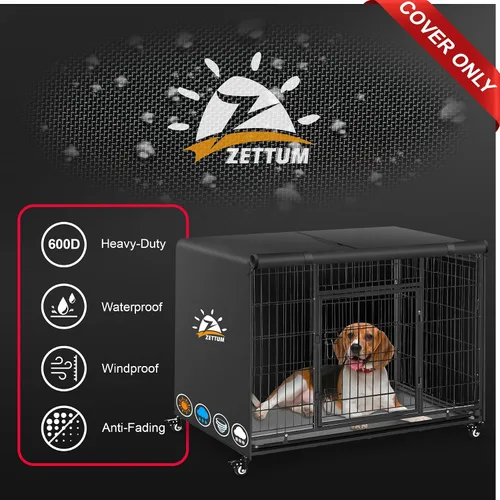 Vista 4 de Zettum Funda para Jaula de Perro de 24 Pulgadas - Cubiertas de Jaula Kennel 600D para Jaula de Perro Impermeables y de Servicio Pesado, Funda