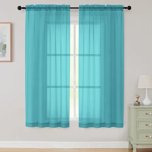 Vista 212 de 2 paneles de cortinas traslúcidas blancas para dormitorio, sala de estar, 96 pulgadas de largo, modernas, suaves, ligeras, con bolsillo para barra