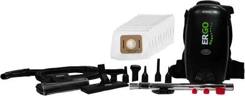 Vista 2 de Atrix VACBP10 - Aspiradora ergonómica de mochila, paquete premium con 10 filtros, filtro HEPA de 8 cuartos de galón, aspiradora pequeña portátil