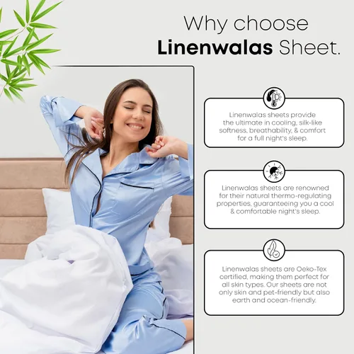 Vista 6 de LINENWALAS Sábana ajustable solo viscosa derivada de bambú, sábana inferior para cama de tamaño Twin XL, bolsillo profundo de 16", ajuste ceñido