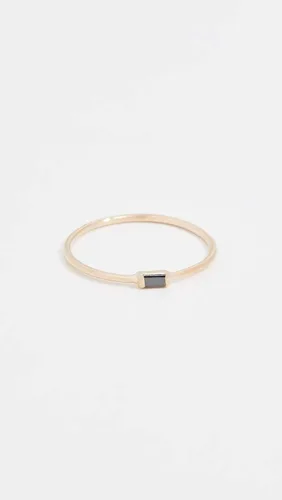 Vista 2 de Zoe Chicco Anillo apilable de baguette de diamante negro de 14 quilates para mujer, Metal, Diamante