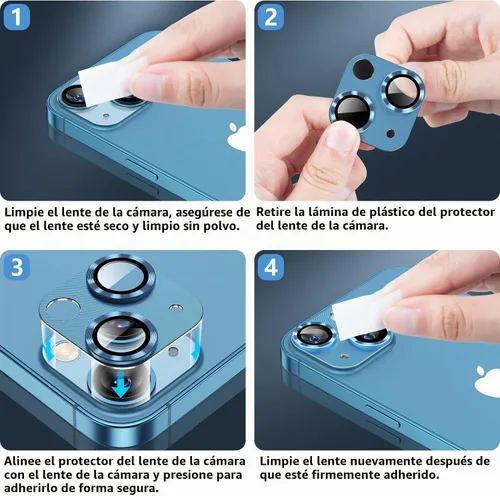 Vista 7 de Korecase [Paquete de 2] Diseñado para iPhone 13 / iPhone 13 Mini protector de lente de cámara de vidrio templado, cubierta de metal de aluminio
