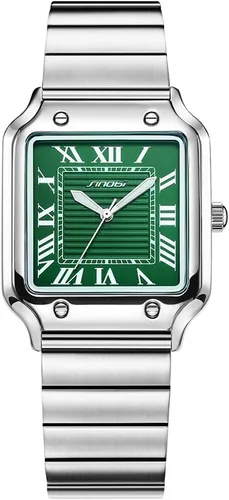 Vista 10 de Relojes cuadrados clásicos para hombre con números romanos reloj casual Casual Watch Plateado