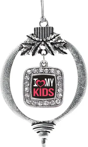 Vista 193 de Inspired Silver - Adorno con dije de reina de rodillo - Adornos navideños cuadrados de plata con joyas de circonita cúbica