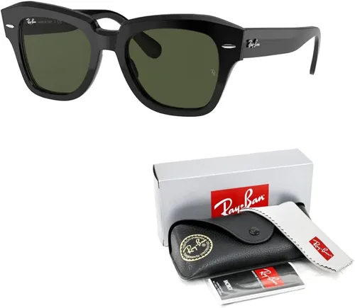 Vista 3 de Ray-Ban State Street RB2186 - Lentes de sol cuadrados para hombre y mujer + paquete con kit de gafas de diseñador iWear
