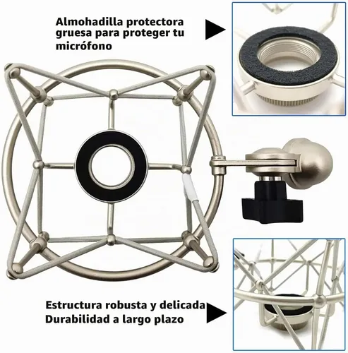 Vista 3 de Grneric Metal Micrófono Shockmount & Soporte para Neumann TLM 103/M147 - Plata