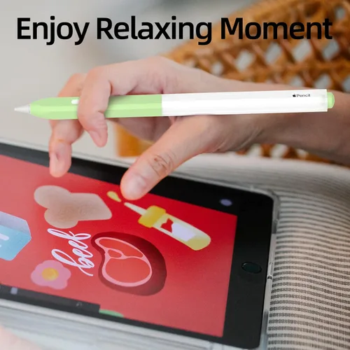 Vista 6 de Paquete de 3 estuches para lápices, compatibles con Apple Pencil Pro/2ª generación, funda de silicona translúcida, carga magnética.