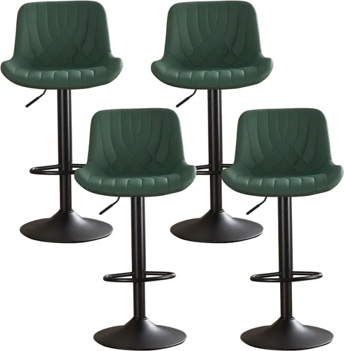 Vista 23 de Juego de 2 taburetes de bar modernos y giratorios ajustables con respaldo, asientos acolchados de piel sintética, sillas de isla de cocina para Gris