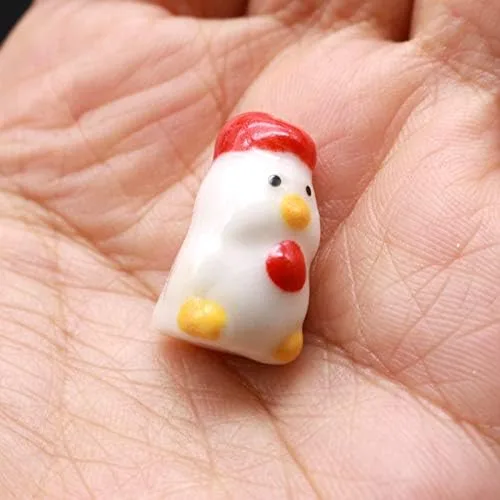 Vista 3 de Pukido 10 unids/lote chino impresión pollo porcelana granos 0.433x0.787 in animales cerámica granos encantos hecho a mano colgante DIY fabricación