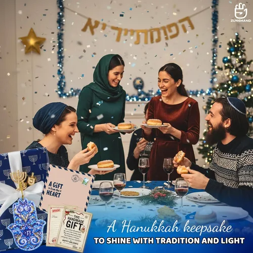 Vista 4 de Adorno de mano de Hamsa, regalo de Judaica, estrella de David Hanukkah, decoración de pared de Hamsa, regalos de Hanukkah, adorno para automóvil