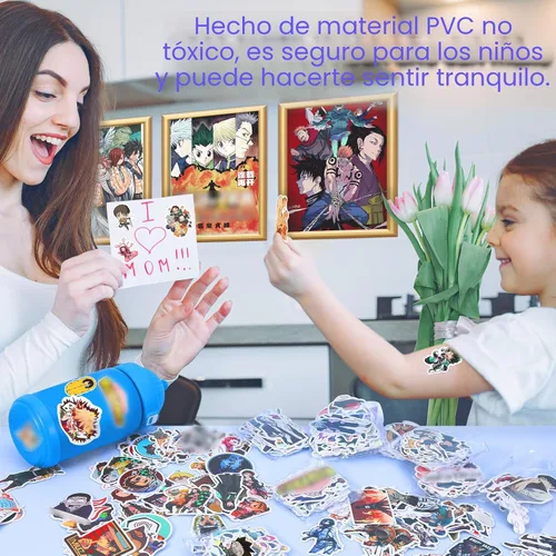 Vista 6 de Arme Paquete mixto de calcomanías de anime, 300 unidades mezcladas con temática de anime clásico, calcomanías de vinilo impermeables y calcomanías
