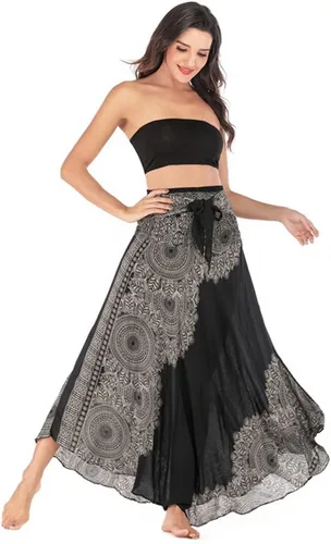 Vista 5 de Faldas largas para mujer, falda bohemia estilo hippie con estampado floral, estilo gitano