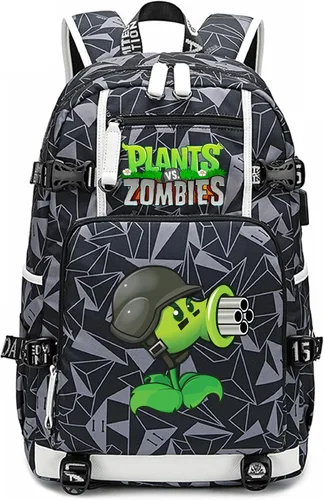 Vista 15 de ISaikoy Game Plants vs. Zombies - Mochila de hombro para libros, mochila escolar, color gris, Gris 15, Mochilas Daypack