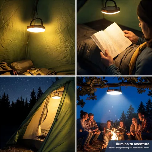 Vista 6 de Linterna LED para campamento, linternas solares, luz recargable de 5000mAh 2000 lúmenes 5 modos de luz, impermeable IP65 con carga USB – Linternas