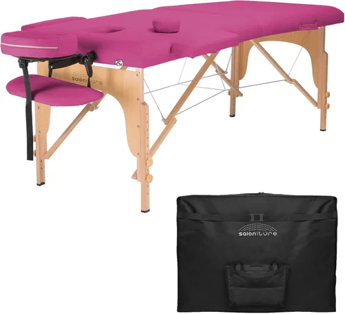 Vista 12 de Saloniture - Mesa de masaje plegable portátil profesional con estuche de transporte, color negro