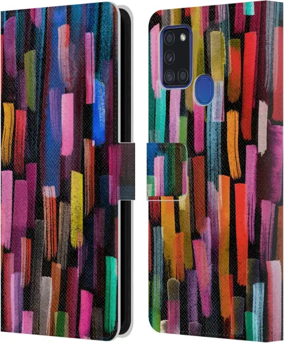 Vista 236 de Head Case Designs Officially Licensed Ninola Brushstrokes Black Summer Patterns Leather Wallet Case Compatible with Samsung Galaxy A07 4G