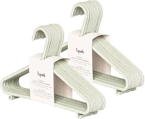 Vista 11 de 3 Sprouts Perchas de Plástico de Paja de Trigo - Paquete de 30 Perchas para Niños Pequeños para Ropa de Niños y Bebés, Abrigos - Ideal para Niñas