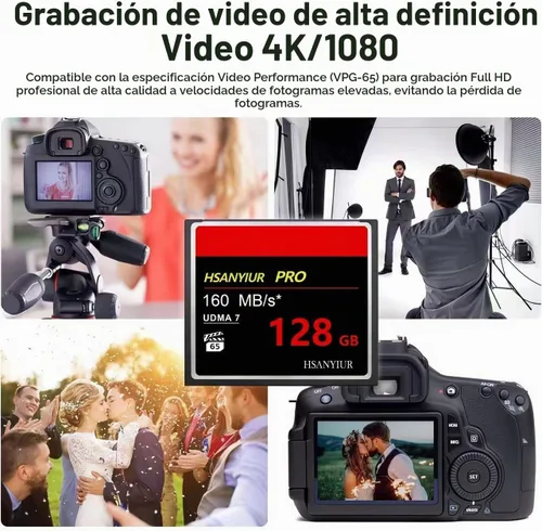 Vista 6 de Velocidad UDMA de 128 GB de hasta 160 MB/s, tarjeta original de memoria de cámara CF