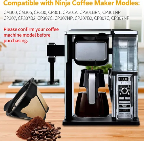 Vista 4 de Filtros de café aptos para cafetera Ninja, filtro de café reutilizable