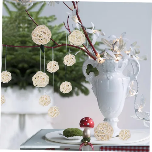 Vista 4 de VILLCASE Bolas decorativas de ratán, 15 bolas de mimbre de ratán, 3 tamaños para manualidades, rellenos decorativos de tazón, decoración de mesa