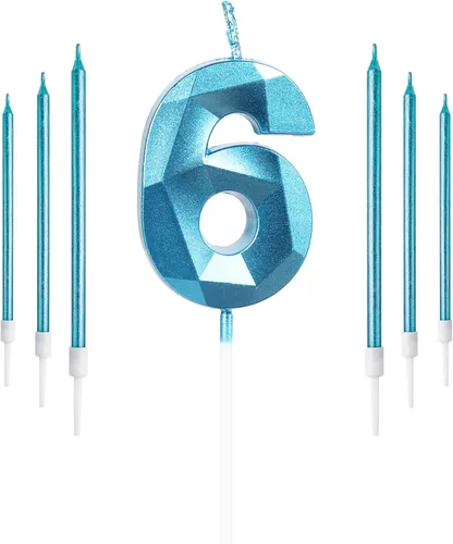 Vista 29 de Vela rosa de cumpleaños número 1 con 6 velas largas, decoraciones de decoración de pastel para fiesta de niña de 1 año, suministros de celebración