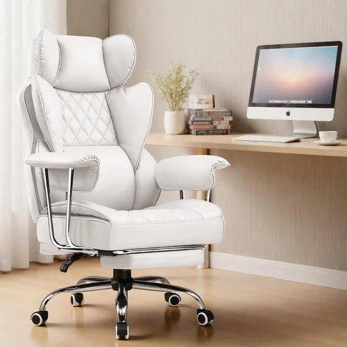 Vista 2 de COMHOMA Silla de juegos grande y alta con soporte lumbar de resorte de bolsillo, silla de oficina ergonómica con reposapiés, silla de escritorio