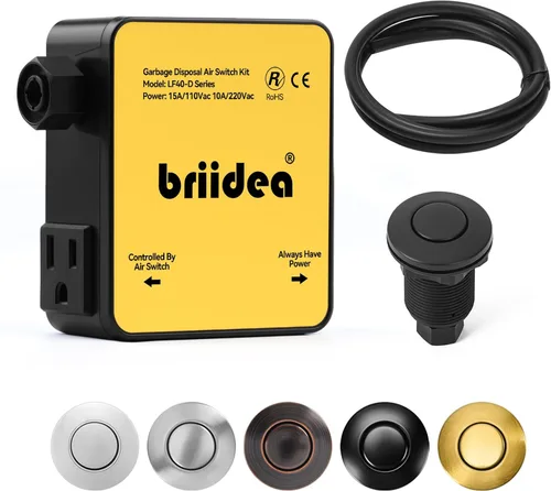 Vista 26 de Kit de interruptor de aire para eliminación de basura, desagüe de fregadero, eliminación de residuos largo, botón de aire de encendido/apagado
