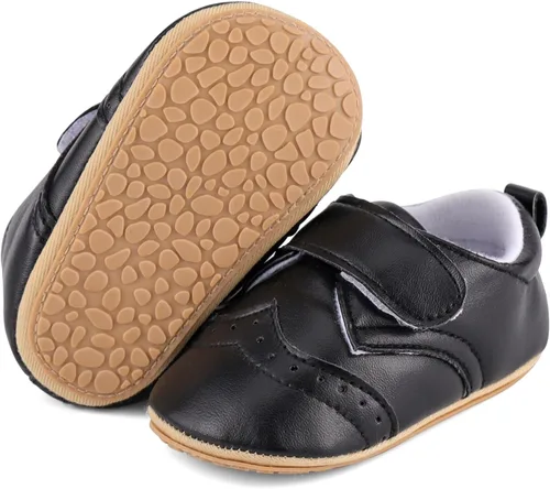 Vista 3 de ESTAMICO - Tenis de piel sintética para bebés, niños y niñas, suela de goma antideslizante, para primeros pasos, zapatos para exteriores