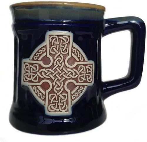 Vista 8 de Taza de gres de Glen Appin Escocia Taza de cerámica para café o cerveza 16.9 oz (500 ml) (Círculo celta - Negro)
