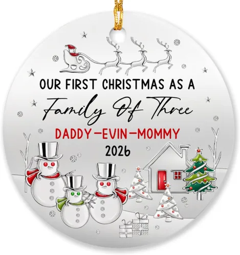 Vista 17 de Adorno de matrimonio de muñeco de nieve para pareja, adorno personalizado de primera Navidad para casados, con nombres personalizados y fecha