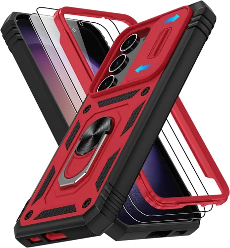 Vista 124 de Gritup Funda para Google Pixel 6 con cubierta deslizante para cámara y protector de pantalla (2 unidades), soporte de anillo giratorio 360°, funda