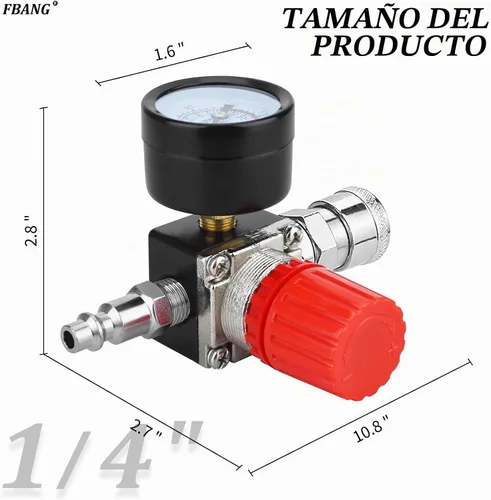 Vista 3 de Regulador de presión del compresor de aire con indicador de dial, medidor de aire de 0-175 PSI para compresor de aire y herramientas de aire