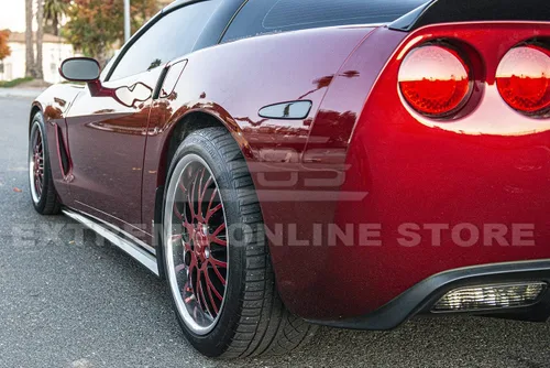 Vista 3 de Repuesto para modelos base Chevrolet Corvette C6 2005-2013 Falda lateral estilo ZR1, extensión de paneles basculantes con par de aletas de barro