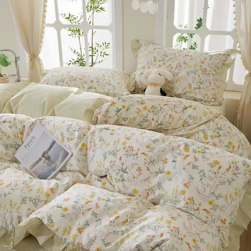 Vista 26 de Funda de edredón de flores rosadas, tamaño individual, elegante, con volantes, funda de edredón de encaje de algodón, juego de ropa de cama floral