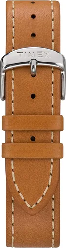 Vista 2 de Timex Correa de piel auténtica de 0.39 pulgadas marrón oscuro con hebilla plateada