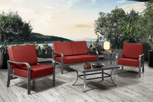 Vista 7 de ARTPLAN Cojines de asiento profundos para muebles de exterior, juego de cojines de asiento gruesos de 24 x 24 x 6 pulgadas, cojines de asiento
