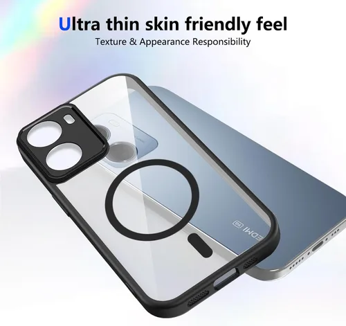 Vista 54 de Funda magnética transparente compatible con Xiaomi 17T, color negro 2 en 1 PC + TPU cubierta de teléfono a prueba de golpes, carcasa protectora