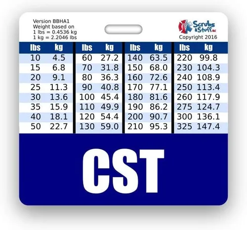Vista 12 de CST Badge Buddy - Tablas de conversión horizontales con altura y peso (estándar, negro)