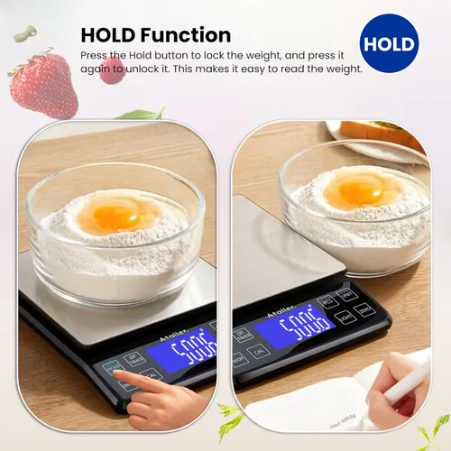 Vista 8 de Báscula de cocina digital recargable, resolución de 0.004 oz máx. 11 lbs 11 Negro