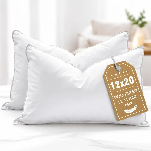 Vista 25 de BHZ Almohada estándar de plumas de ganso con funda de almohada de satén, almohada de cama de lujo de la colección de hotel para dormir, soporte
