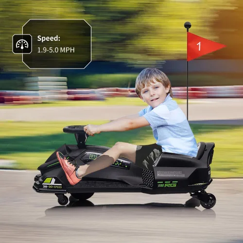 Vista 5 de Coche de deriva para niños de 12 V, motor eléctrico 7ah de 45 W, velocidad Negro