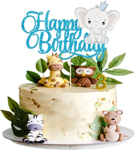 Vista 14 de Gyufise 1 pieza de decoración de pastel de bebé con purpurina dorada para baby shower, elefante para pasteles, decoración para recién nacidos