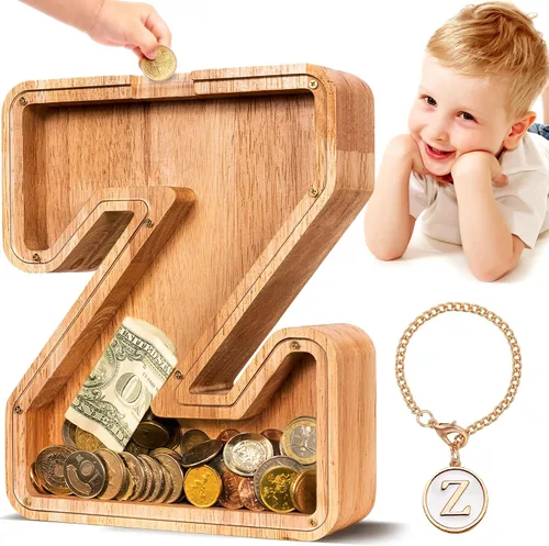 Vista 90 de SummiDate Alcancía de madera de letra para niños y niñas, Alfabeto, personalizada, regalo de cumpleaños y pascua para niños (A)