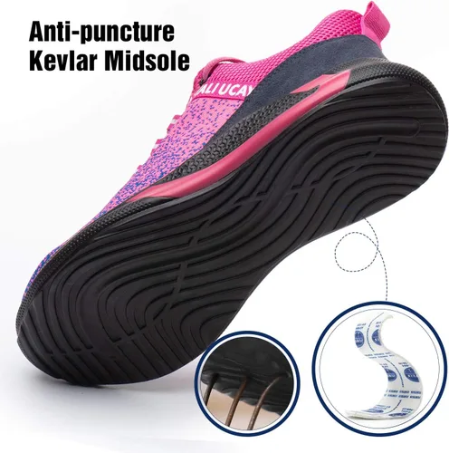 Vista 4 de UCAYALI - Zapatos de seguridad para hombres y mujeres. Tenis de trabajo con puntera de acero, utilizados en la construcción, ligeros y transpirables