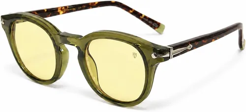 Vista 2 de Round Computer Glasses Yellow Tint Gaming Blue Light Blocking LETO Turquoise/Tortoise